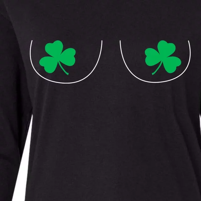 Funny Boob Novelty Shamrocks Womens Cotton Relaxed Long Sleeve T-Shirt