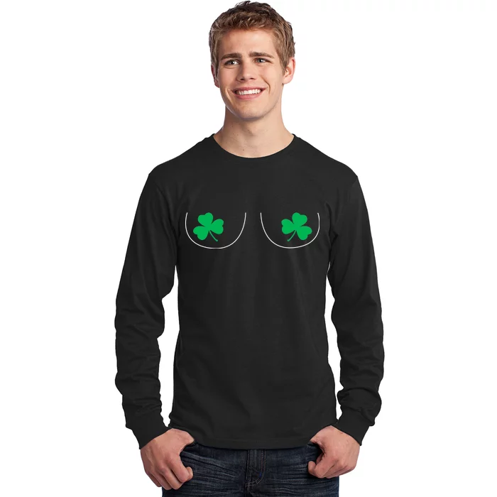 Funny Boob Novelty Shamrocks Long Sleeve Shirt