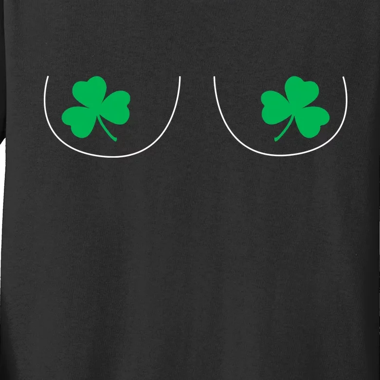 Funny Boob Novelty Shamrocks Kids Long Sleeve Shirt