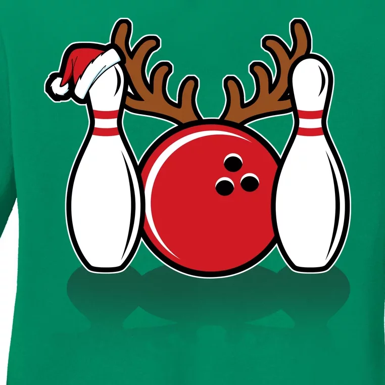 Funny Bowling Christmas Ladies Long Sleeve Shirt