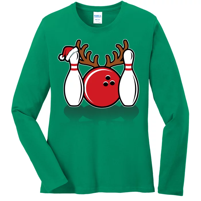 Funny Bowling Christmas Ladies Long Sleeve Shirt