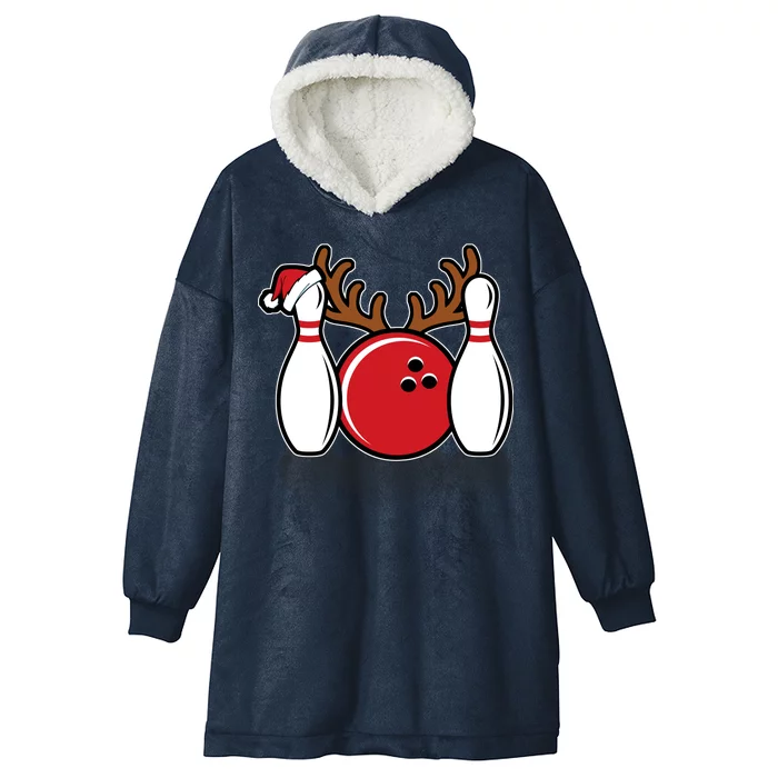 Funny Bowling Christmas Hooded Wearable Blanket