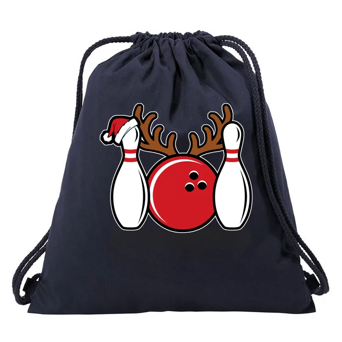 Funny Bowling Christmas Drawstring Bag