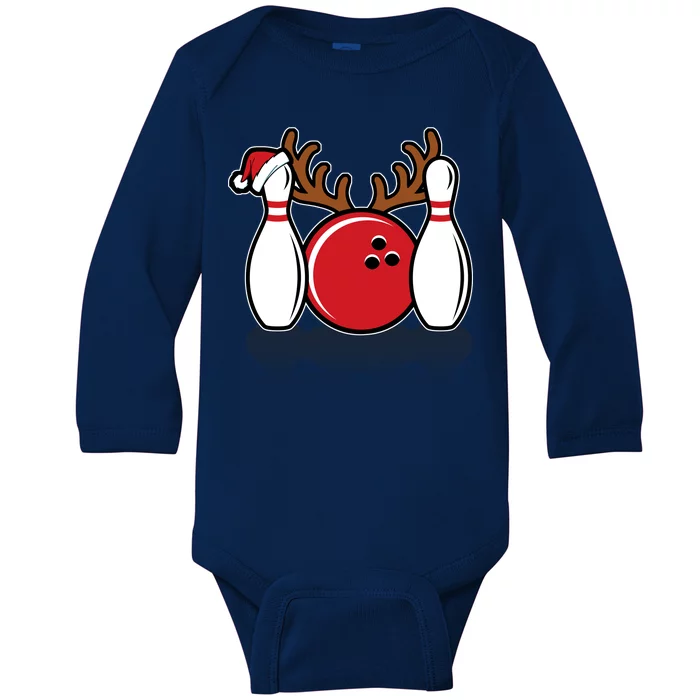 Funny Bowling Christmas Baby Long Sleeve Bodysuit