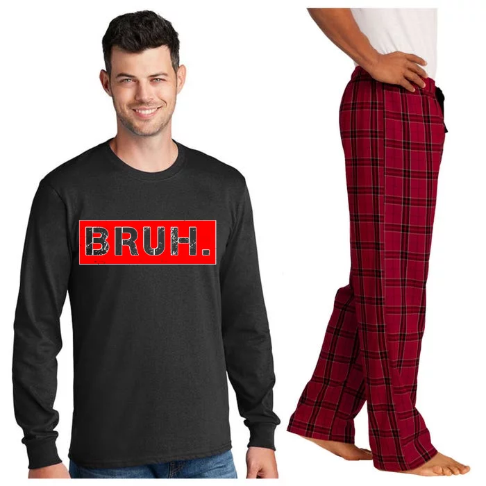 Funny Bruh Meme Long Sleeve Pajama Set