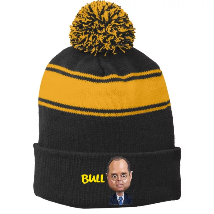 Funny Bull Schiff Meme Adam Schiff Stripe Pom Pom Beanie