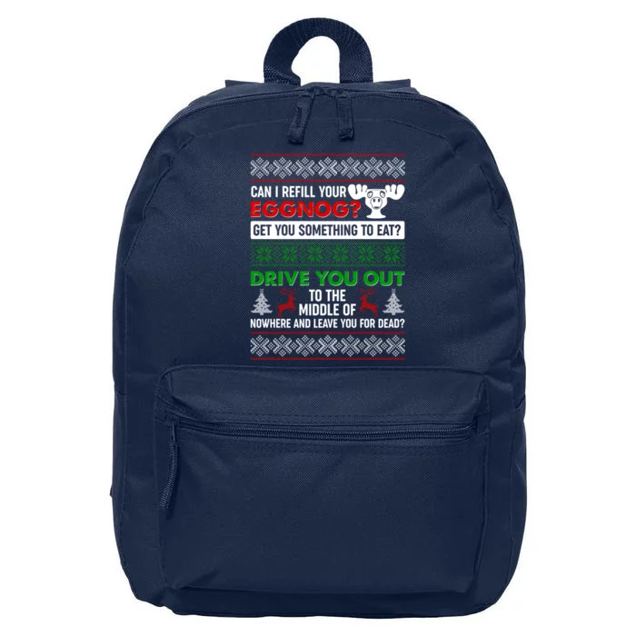 Funny Can I Refill Your Eggnog? Ugly Christmas Sweater 16 in Basic Backpack