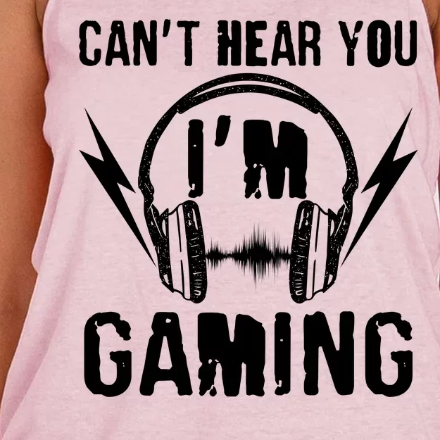 Funny Can't Hear You I'm Gaming Women's Knotted Racerback Tank