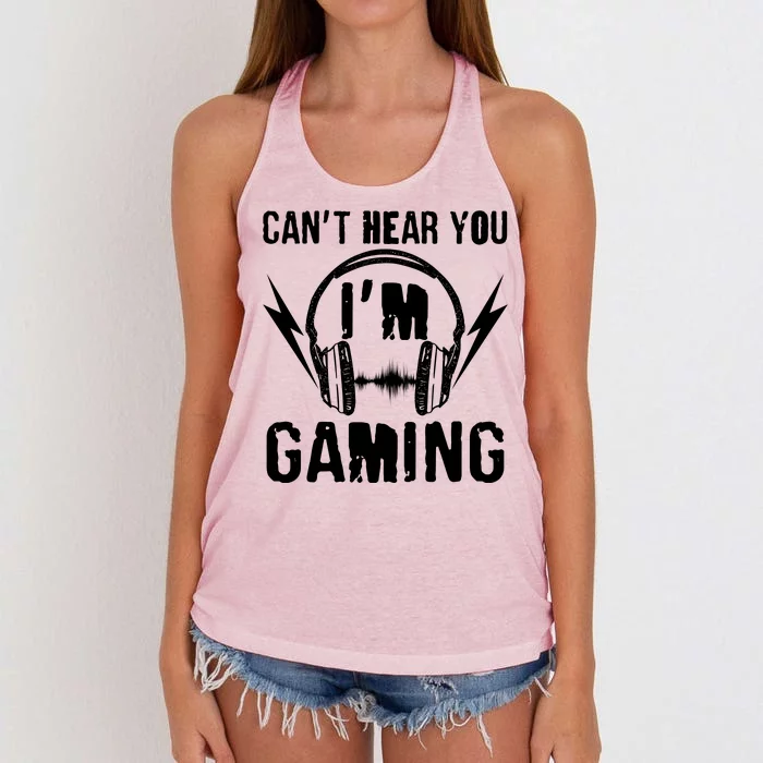 Funny Can't Hear You I'm Gaming Women's Knotted Racerback Tank