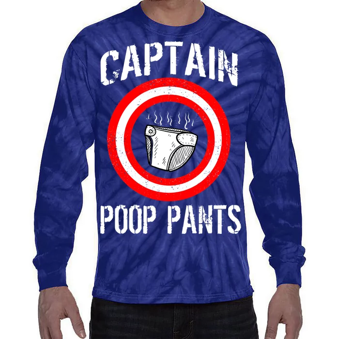 Funny Captain Poop Pants Tie-Dye Long Sleeve Shirt