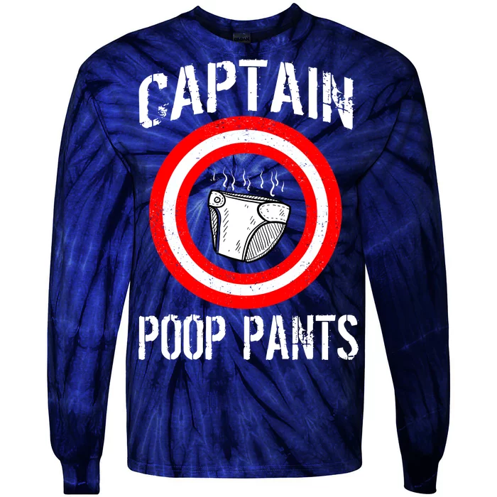 Funny Captain Poop Pants Tie-Dye Long Sleeve Shirt