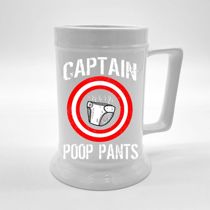 Funny Captain Poop Pants Front & Back Beer Stein