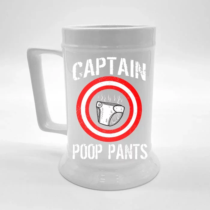 Funny Captain Poop Pants Front & Back Beer Stein