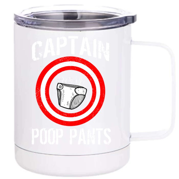 Funny Captain Poop Pants Front & Back 12oz Stainless Steel Tumbler Cup