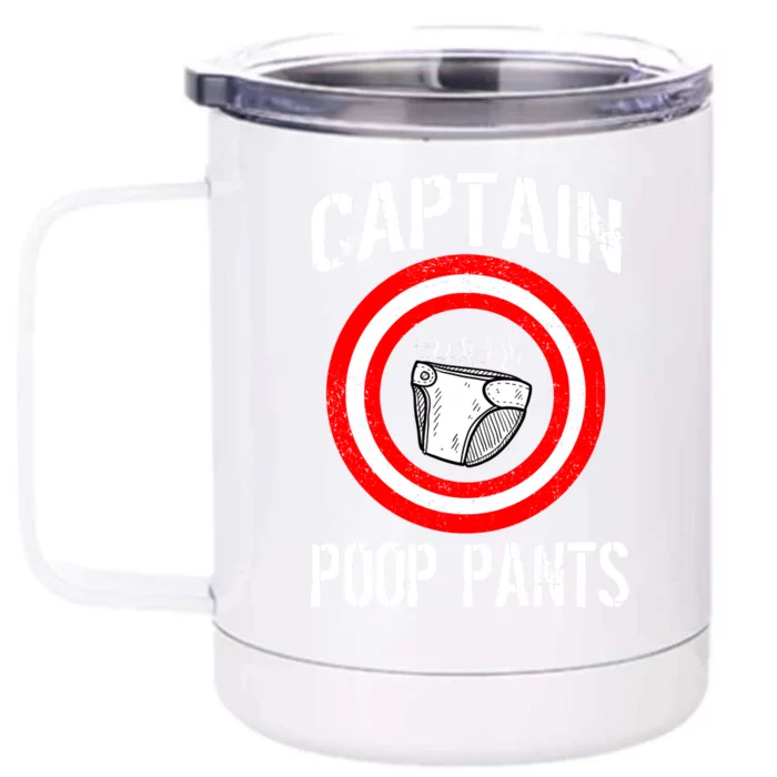 Funny Captain Poop Pants Front & Back 12oz Stainless Steel Tumbler Cup