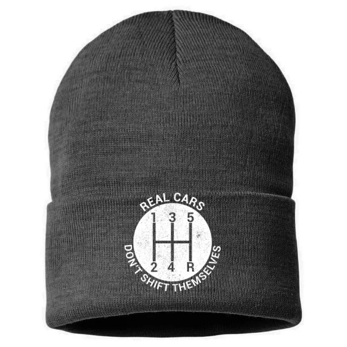 Funny Car Stick Shift Sustainable Knit Beanie