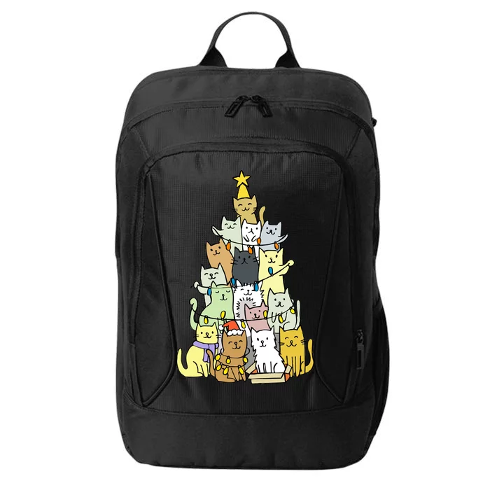 Funny Cat Christmas Tree City Backpack