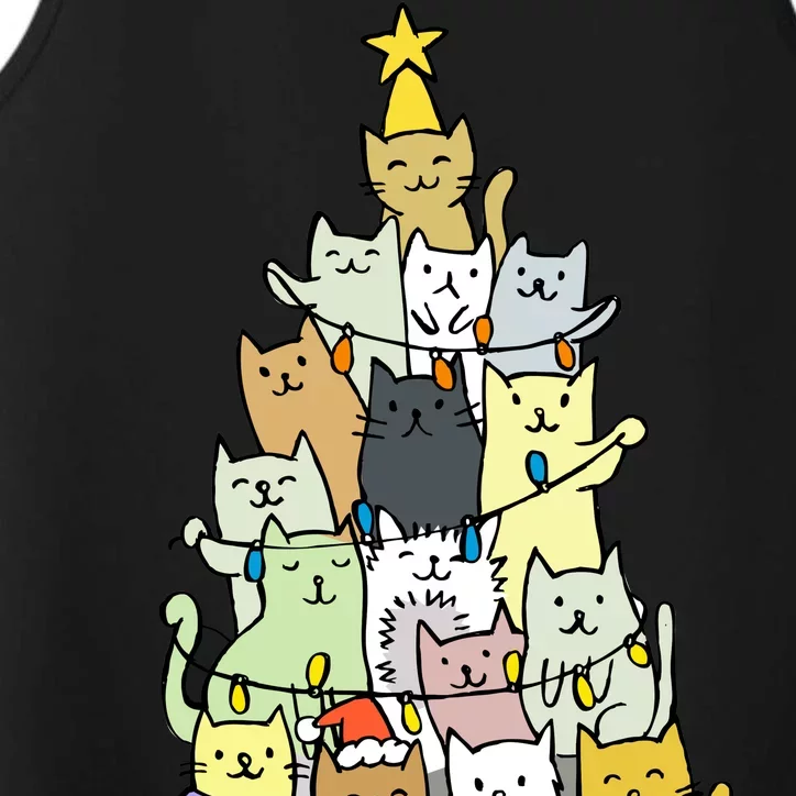 Funny Cat Christmas Tree Performance Tank