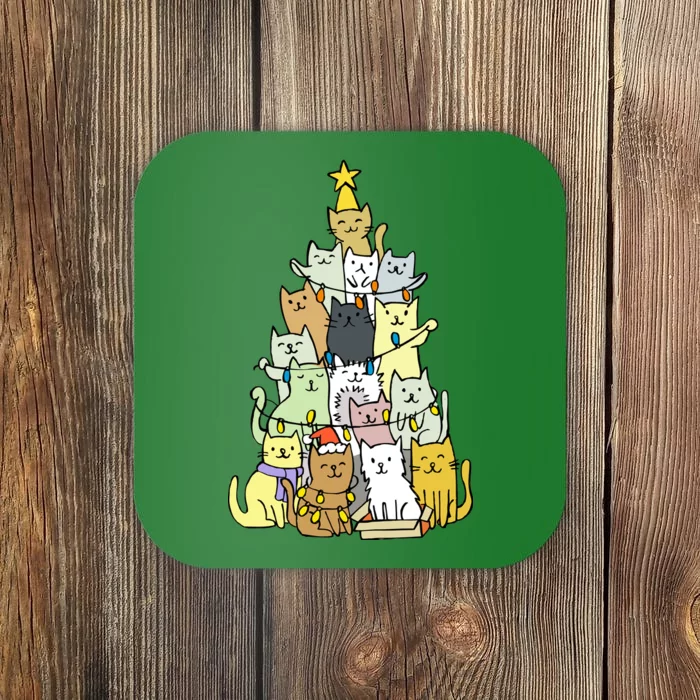 Funny Cat Christmas Tree Coaster