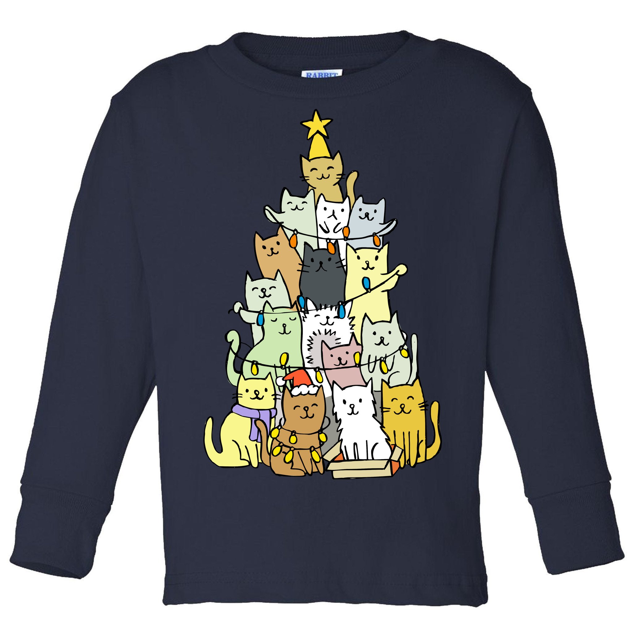 Cat christmas tree on sale shirt