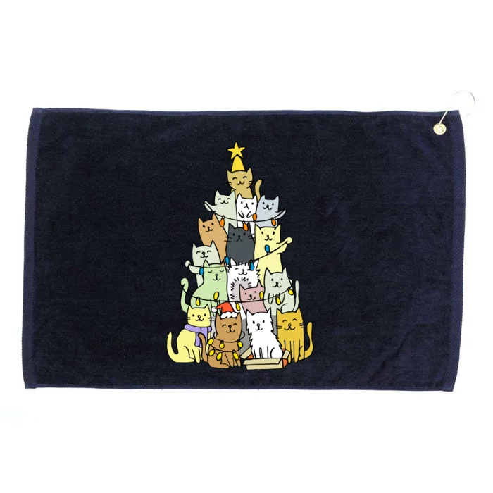 Funny Cat Christmas Tree Grommeted Golf Towel