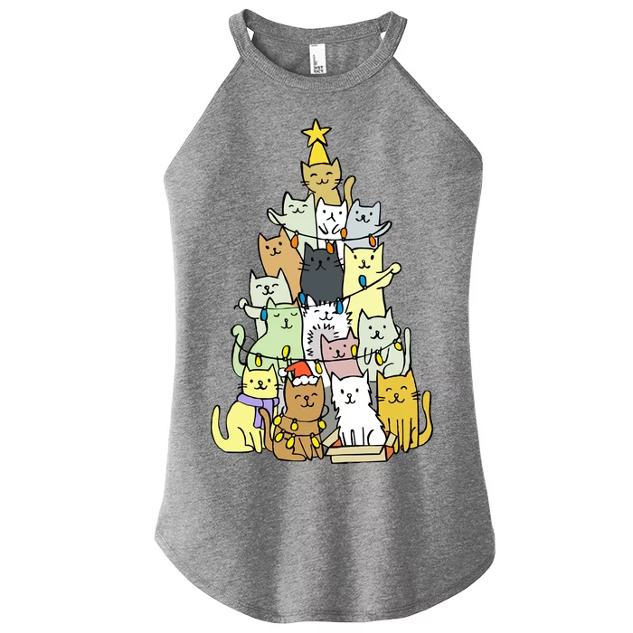 Funny Cat Christmas Tree Women’s Perfect Tri Rocker Tank