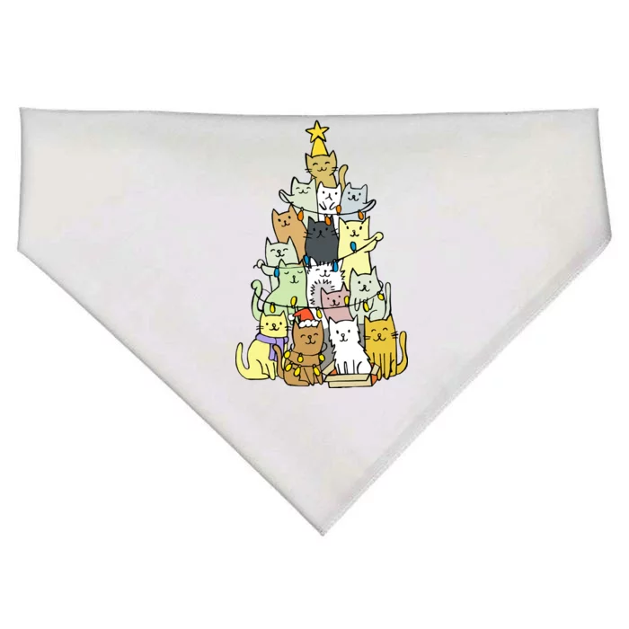 Funny Cat Christmas Tree USA-Made Doggie Bandana