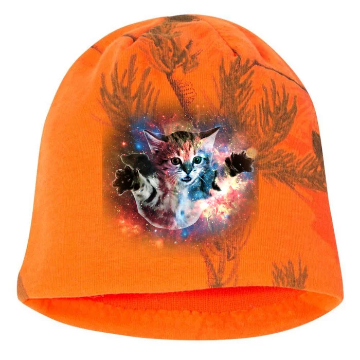 Funny Cat Floating In Space Kati - Camo Knit Beanie