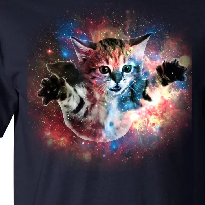 Funny Cat Floating In Space Tall T-Shirt