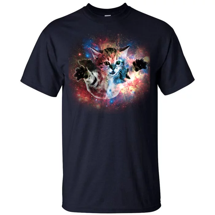 Funny Cat Floating In Space Tall T-Shirt