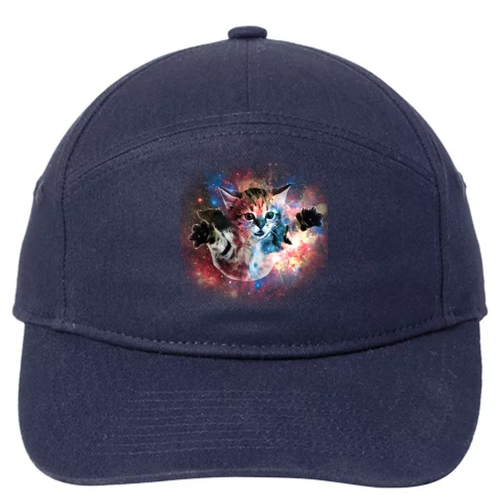 Funny Cat Floating In Space 7-Panel Snapback Hat