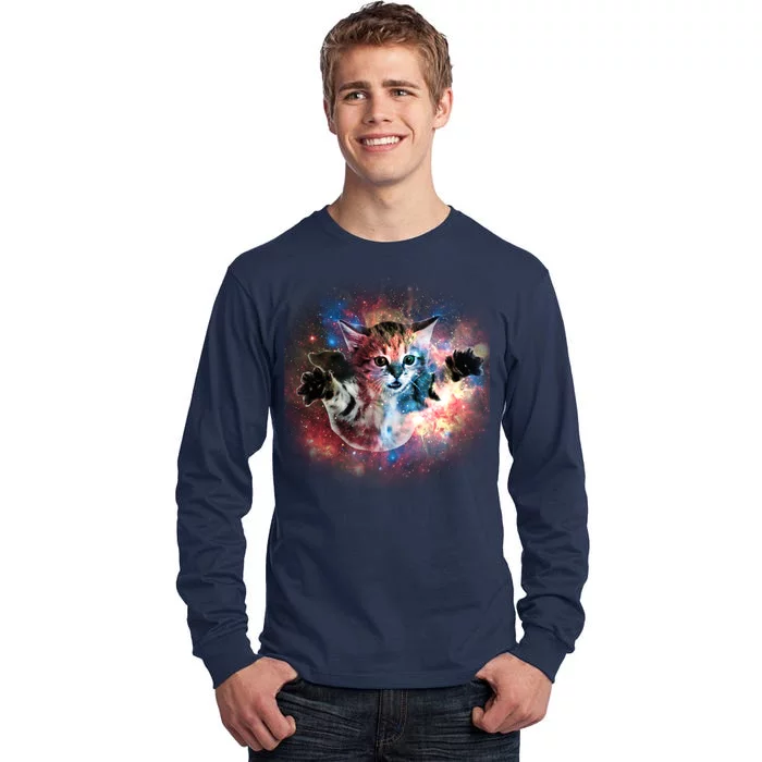 Funny Cat Floating In Space Tall Long Sleeve T-Shirt