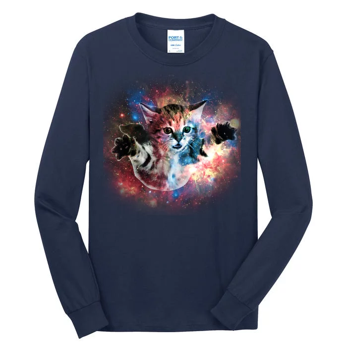 Funny Cat Floating In Space Tall Long Sleeve T-Shirt