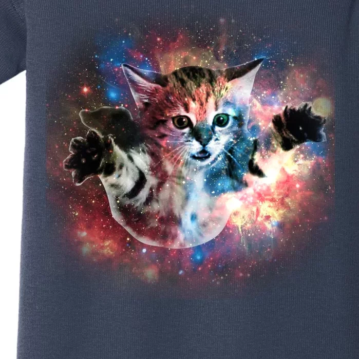 Funny Cat Floating In Space Baby Bodysuit