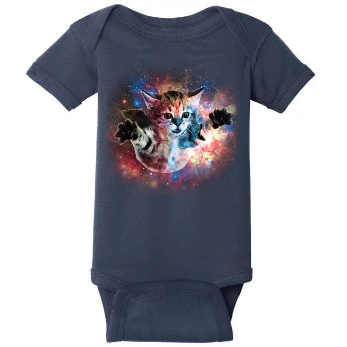 Funny Cat Floating In Space Baby Bodysuit