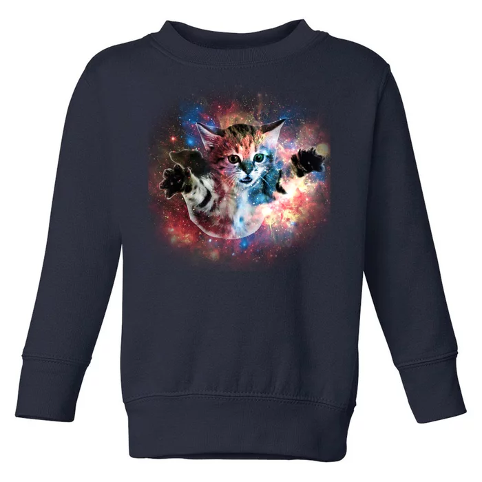 Funny Cat Floating In Space Toddler Sweatshirt