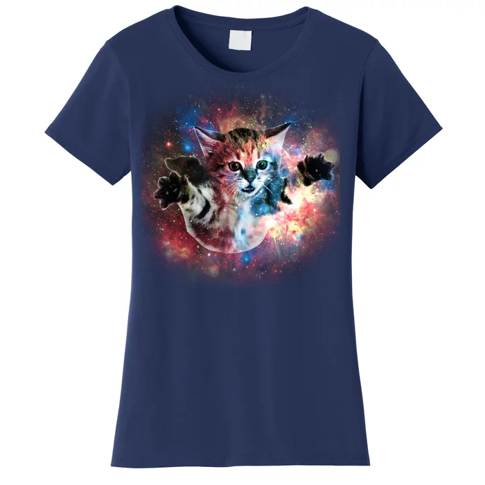 Funny Cat Floating In Space Women's T-Shirt