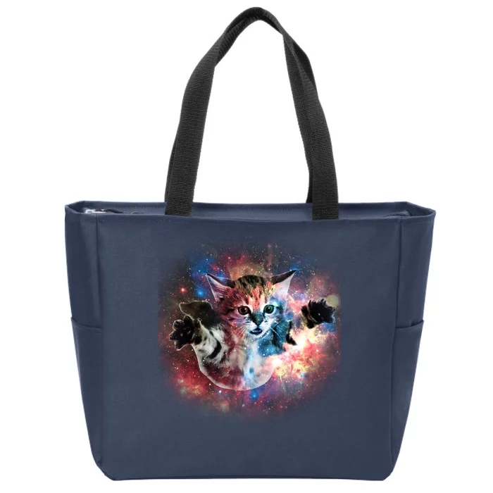 Funny Cat Floating In Space Zip Tote Bag