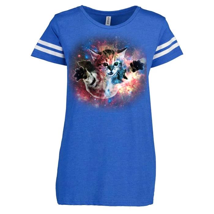 Funny Cat Floating In Space Enza Ladies Jersey Football T-Shirt