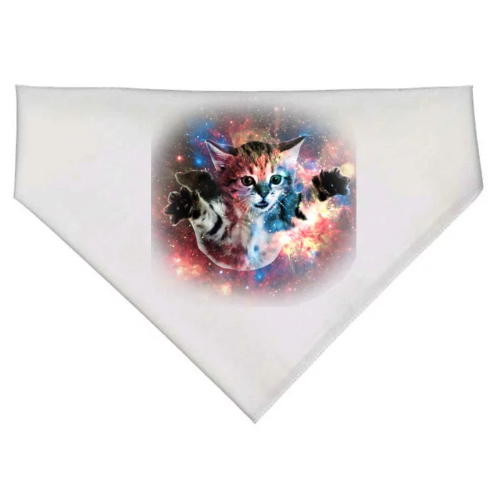 Funny Cat Floating In Space USA-Made Doggie Bandana