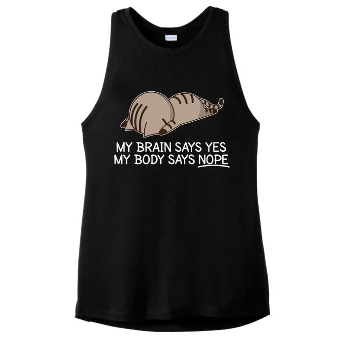 Funny Cat My Body Says NOPE Ladies Tri-Blend Wicking Tank