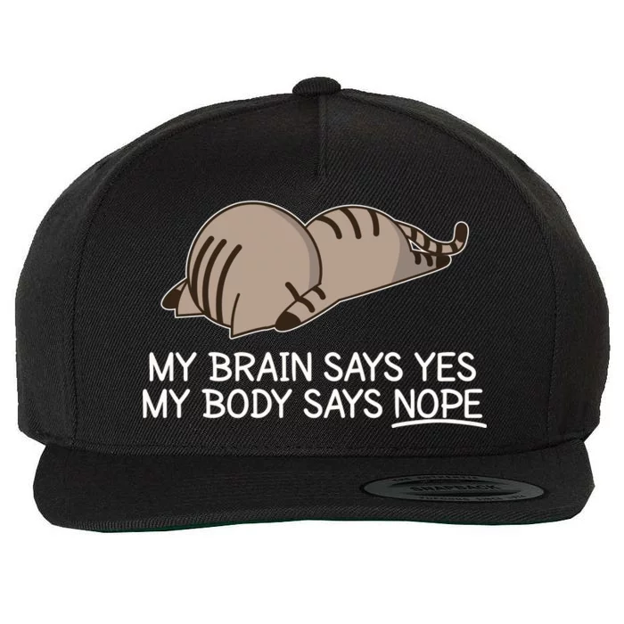 Funny Cat My Body Says NOPE Wool Snapback Cap