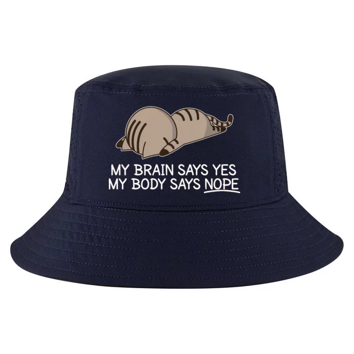 Funny Cat My Body Says NOPE Cool Comfort Performance Bucket Hat