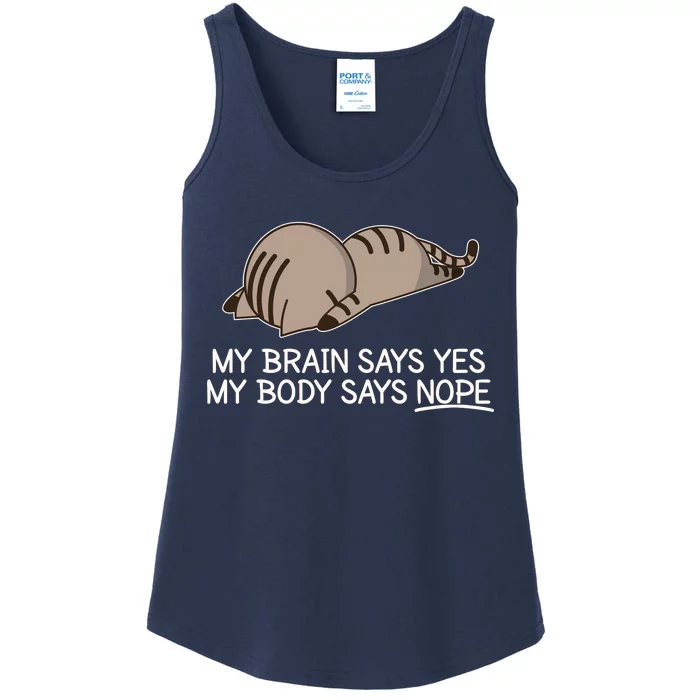 Funny Cat My Body Says NOPE Ladies Essential Tank