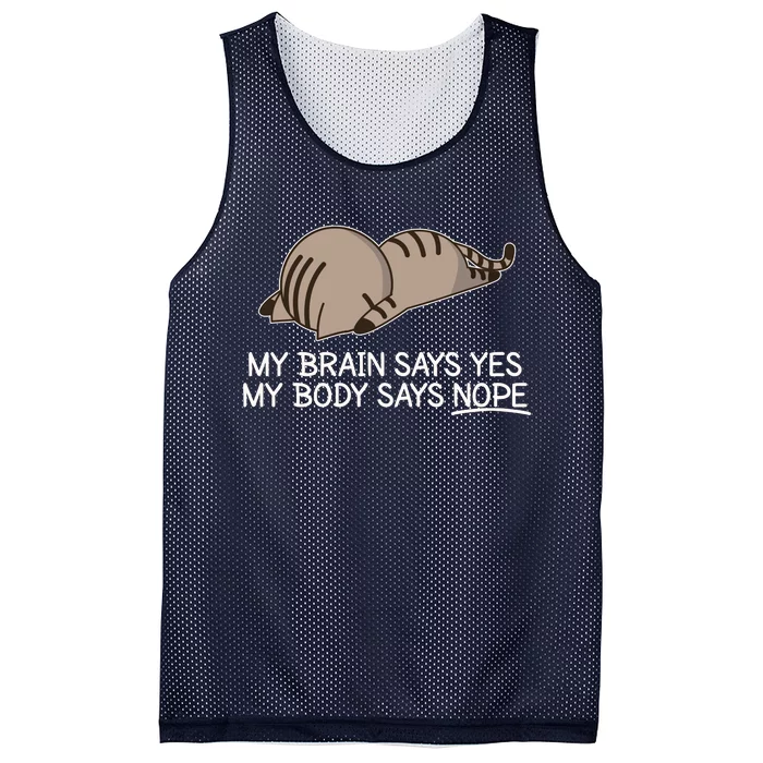 Funny Cat My Body Says NOPE Mesh Reversible Basketball Jersey Tank