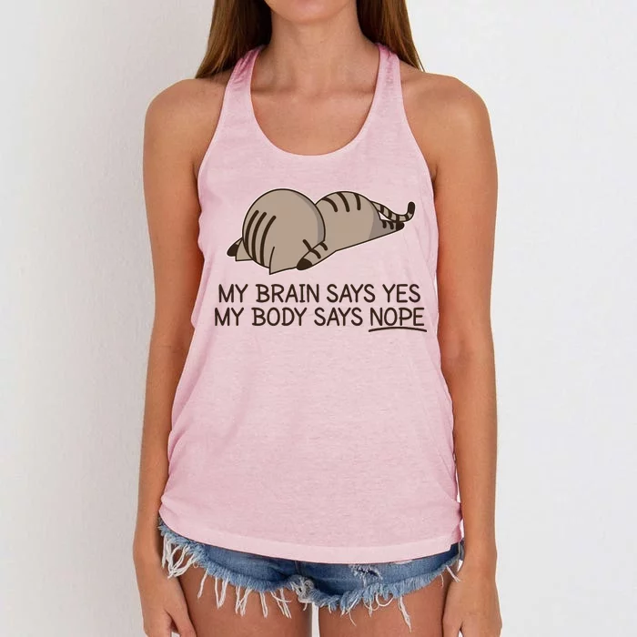 Funny Cat My Body Says NOPE Women's Knotted Racerback Tank