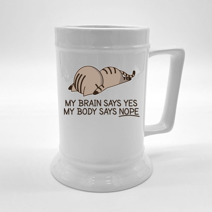 Funny Cat My Body Says NOPE Front & Back Beer Stein