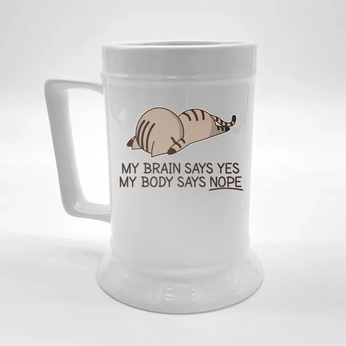 Funny Cat My Body Says NOPE Front & Back Beer Stein