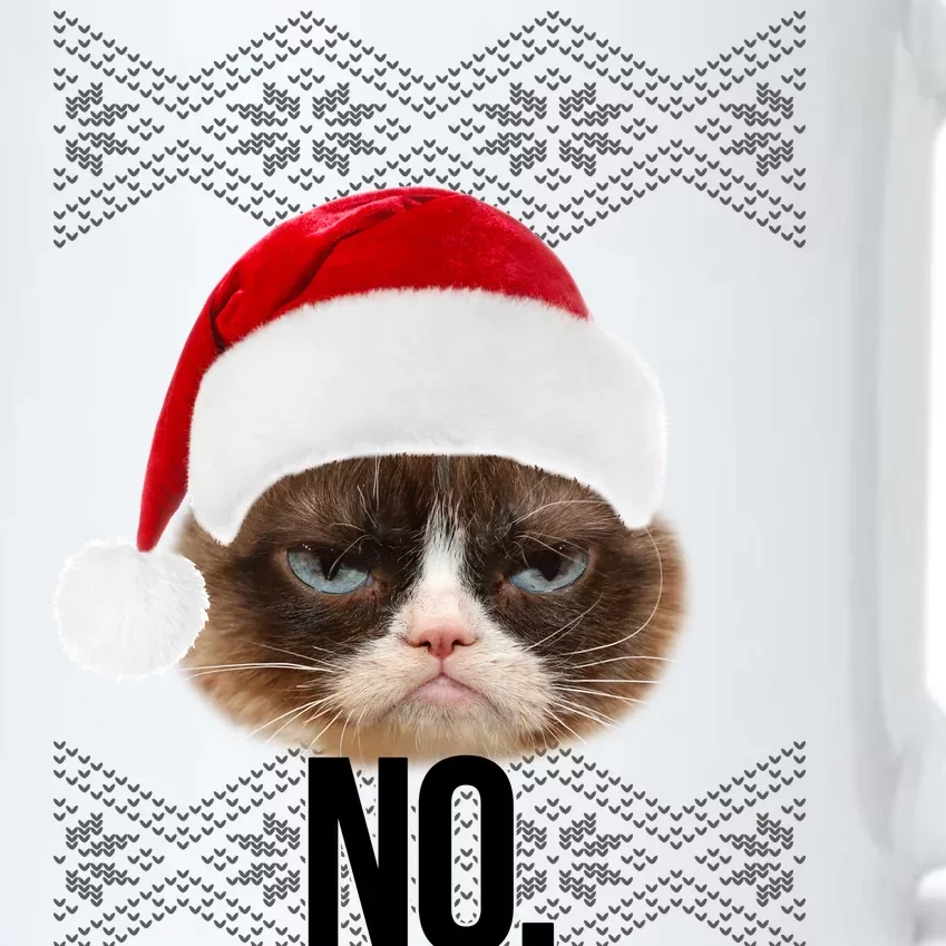 Funny Cat NO Meme Ugly Christmas Sweater Black Color Changing Mug