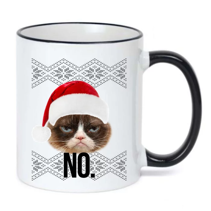 Funny Cat NO Meme Ugly Christmas Sweater Black Color Changing Mug